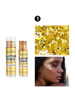 Barra de purpurina dorada Tianwei para rostro y cabello con macrotextura y maquillaje