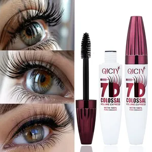 Detailed view of QICIY 7D waterproof black mascara with volumizing eyelash effects.