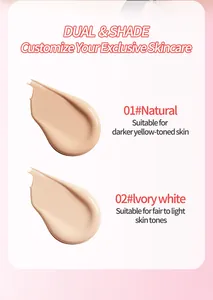 Nahaufnahme von flüssigem Concealer in den Farben Natural und Ivory White für Hauttöne