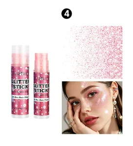 Barra de maquillaje con purpurina rosa para rostro y cuerpo, efecto brillo.