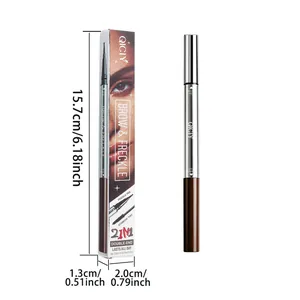 Dimensional view of QICIY 2-in-1 eyebrow tint and freckle pen packaging and product.