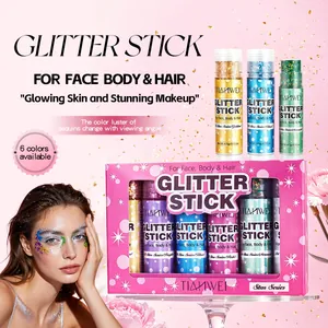 Set de Barras de Purpurina Tianwei Serie Estrellas Maquillaje Brillante de Larga Duración para Rostro Cuerpo Cabello 6 Colores para Fiesta Discoteca