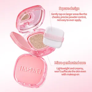 Tianwei rosa quadratische Cushion-Foundation mit Quaste, langanhaltendes Concealer-Make-up.