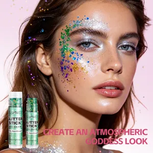 Barra de purpurina para rostro cuerpo y cabello maquillaje profesional de fiesta look diosa.