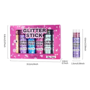 Set de maquillaje de purpurina para rostro, cuerpo y cabello con medidas detalladas