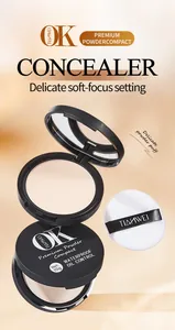 Premium matte soft-focus concealer powder compact with puff for oil control, 10g.