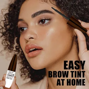 QICIY peel-off tattoo eyebrow gel applied by a professional model for home tinting