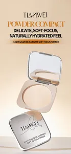 Detailed macro view of the open TIANWEI powder compact showing the mirror and texture