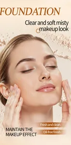 Detailed view of the clear and soft misty matte makeup finish on a model's face