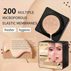 Détail de la BB crème coussin QICIY montrant la membrane microporeuse et la texture fluide