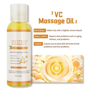 Vista detallada del aceite de masaje FORMBO VC con su textura y beneficios para la piel