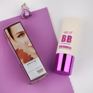 High coverage QICIY BB foundation cream in a milk bottle shape with its retail box