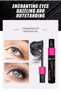 Mascara QICIY 2-en-1 pour volume et longueur avec comparaison avant et après cils