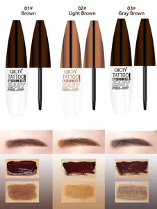 Waterproof peel-off eyebrow gel in three shades for long-lasting natural brow definition
