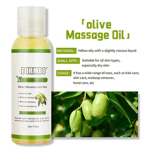 Aceite de masaje corporal de oliva hidratante para piel seca y cabello, envase 118 ml.