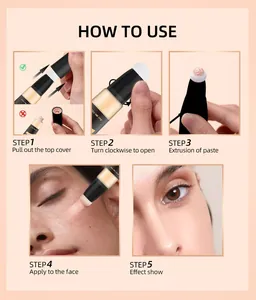 Gedetailleerde stapsgewijze gids voor het gebruik van de concealer met sponsapplicator.