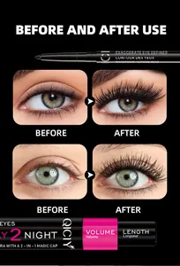 Comparaison avant/après du mascara et de l'eyeliner QICIY pour des cils longs et recourbés
