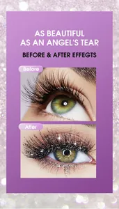 Glitter mascara before and after comparison for voluminous and sparkly lashes.