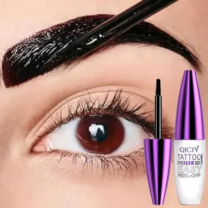 Close-up of QICIY peel-off eyebrow gel application for a long-lasting tattoo effect