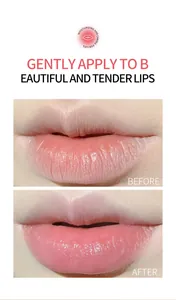 Primer plano de los resultados antes y después de la mascarilla labial hidratante