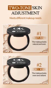 Two-tone matte face powder compact in shades #1 Natural and #2 Ivory White for even skin.