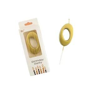 Gold numerical birthday candle for cake decoration in elegant white retail box packaging
