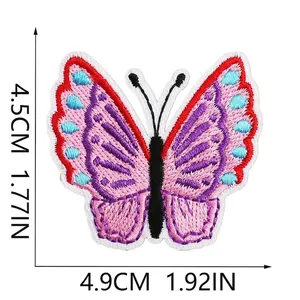 Toppa ricamata a farfalla colorata, dimensioni 4,9 cm x 4,5 cm, per decorazioni fai-da-te