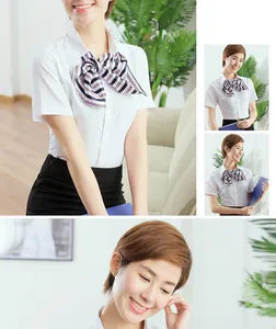 Chemisette blanche professionnelle pour femmes avec un élégant foulard rayé détaillé