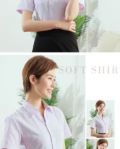 Vue détaillée d'une chemise de bureau professionnelle à manches courtes lavande