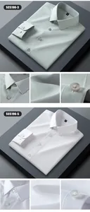 Macro view of silk blend fabric texture and button detail on men's long-sleeve business shirt