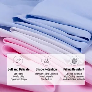 Detailed texture of soft breathable shirt fabrics in blue white and pink colors