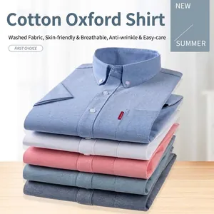 Premium men's short-sleeve 100% cotton Oxford shirts available in multiple colors