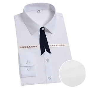 Chemise de bureau blanche à manches longues pour femmes en 100% coton sans repassage