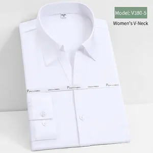 Professional Women Bamboo Fiber High Elasticity Long Sleeve Shirt Non-Iron Business OL Slim Fit Top Commuter Blouse