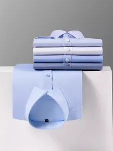 Chemise à manches longues pour hommes en fibre de bambou extensible imperméable chic