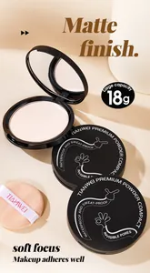 Detailed view of TIANWEI matte black powder compact with 18g capacity and applicator