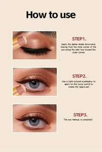Step-by-step instruction guide for applying dual-color shimmer eyeshadow stick