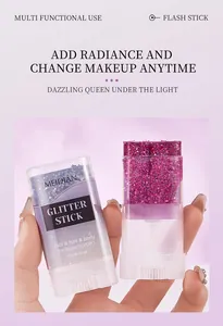 Detailed view of MEIDIAN glitter stick with sparkling purple texture for face hair and body