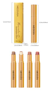 Detailed dimensions and close-up views of four MEIDIAN three-color cream eyeshadow sticks.