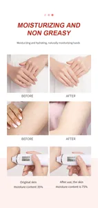 Close-up comparison showing skin moisture levels before and after using hand cream