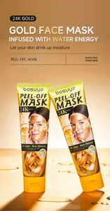Detail view of 24K gold peel-off mask tubes for deep skin cleansing and hydration
