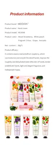 Comprehensive detail sheet for 5-piece fruit fragrance hand cream set with product specs