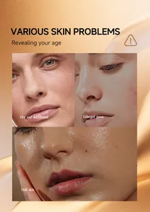Detailed view of skin issues like dryness and dullness solved by gold peel-off mask