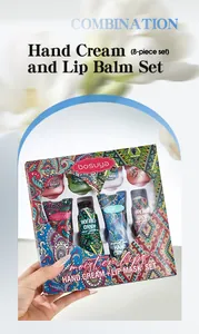 Bosuya 8-piece gift set featuring four hand creams and four lip masks in colorful box