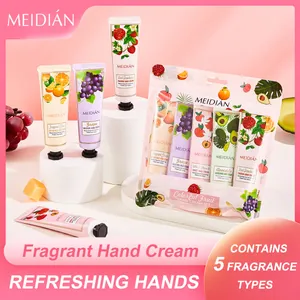Meidian Fruit Fragrance Hand Cream Set 5PCS Moisturizing Nourishing Anti-Cracking Lotion For Dry Hands Gift Set For Women