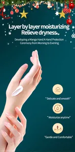 Moisturizing hand cream texture detail with festive Christmas theme and snowflake decor