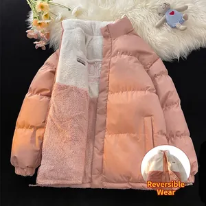 Doudoune réversible d'hiver avec extérieur rose et doublure polaire ultra douce