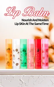 Detail view of 6-pack BOSUYA fruit flavored lip balms for nourish and moistening