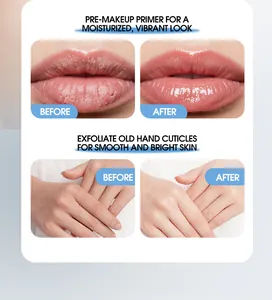 Detail view showing professional effect comparison for moisturizing lip and hand care