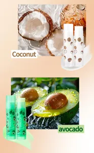 Natural fruit lip balm set with avocado and coconut oils for deep hydration.